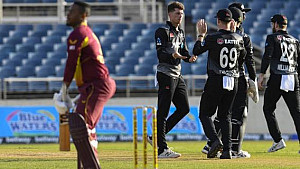 Mitchell Santner Ripped Through the West Indies Batting Line-Up as New Zealand Takes Lead with 13-run Victory